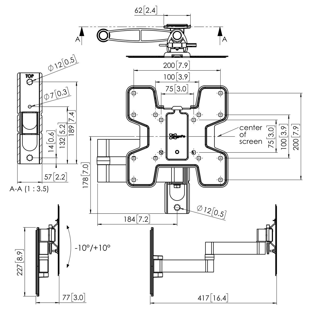 Vogel's PFW 2040Display Wandhalterung von 19 bis 43 Zoll, schwenk- und neigbar Halterung Vogels
