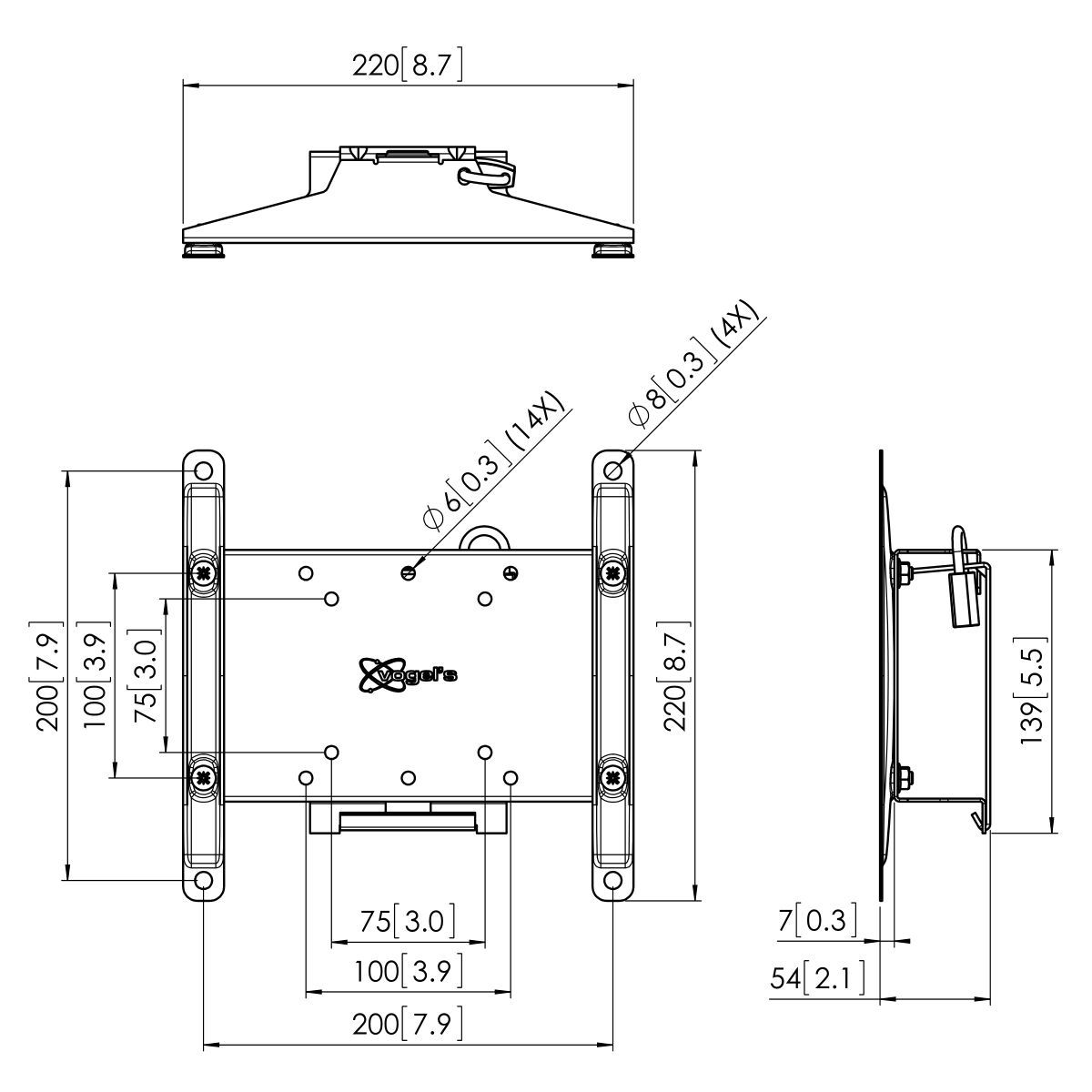 Vogel's Display Wandhalterung von 10 bis 43 Zoll, max. 30kg, neigbar Halterung Vogels