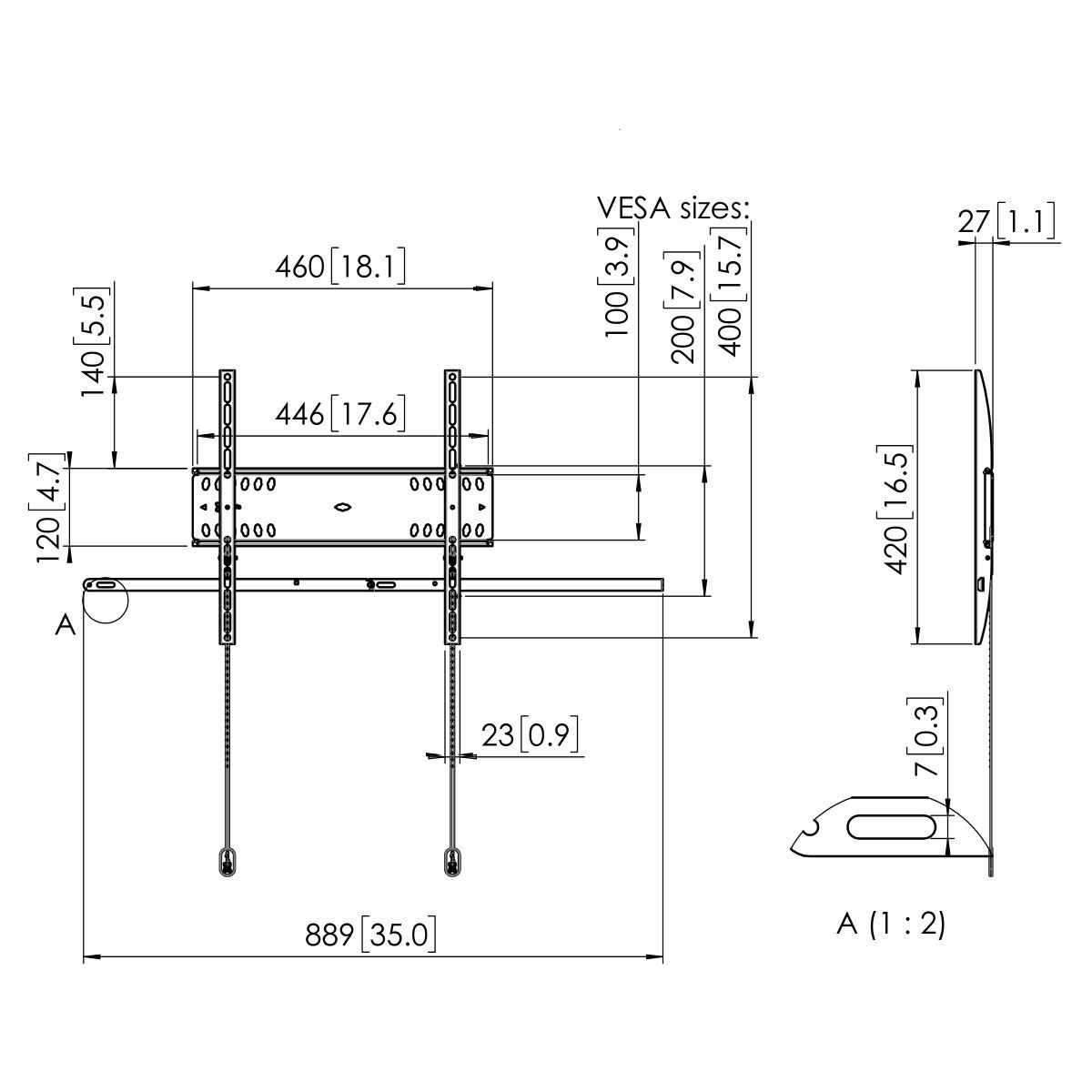 Vogel's Display Wandhalterung von 42 bis 55 Zoll, max. 50kg, fix Halterung Vogels