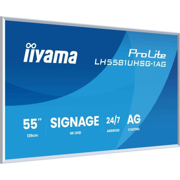 iiyama Gallery Line Signage Display mit weißen (abnehmb.) Rahmen, 24/7 Betrieb und iiSignage2