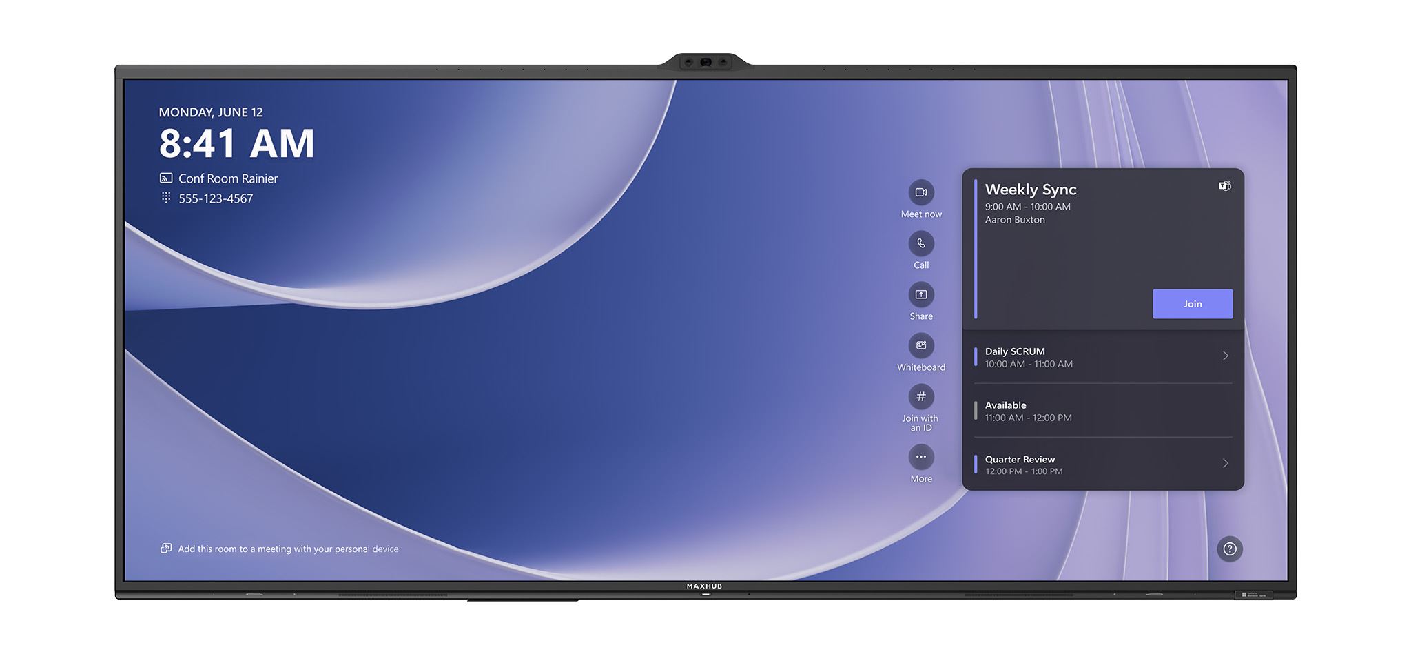 MAXHUB 5T-Serie 4K Microsoft Teams Rooms Display mit Triple Kamera All MaxHub 92"