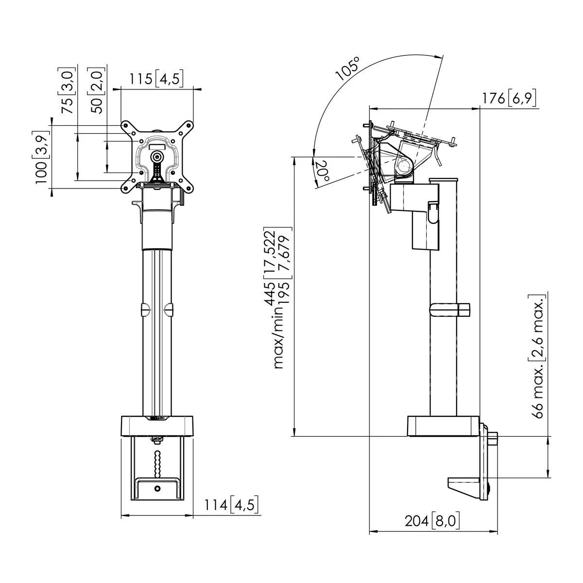 Vogel's MOMO 2117 Monitorhalterung mit manueller Höhenverstellung, neig- und rotierbar Halterung Vogels
