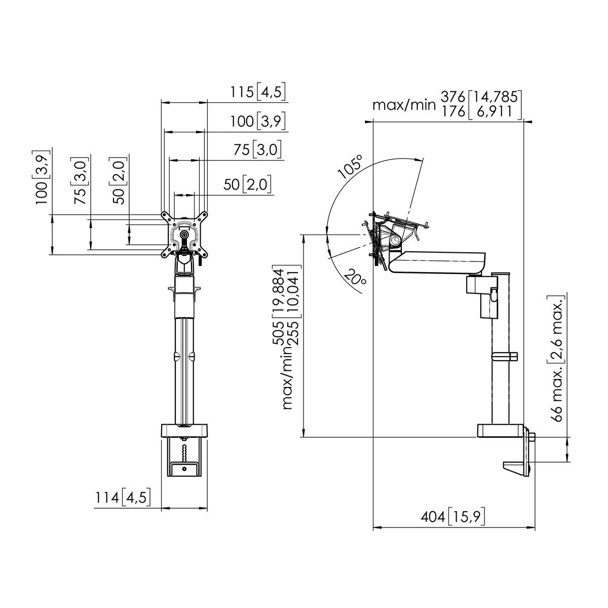 Vogel's MOMO 2127 Monitorarm, mit manueller Höhenverstellung und 1 Pivotpunkt Halterung Vogels