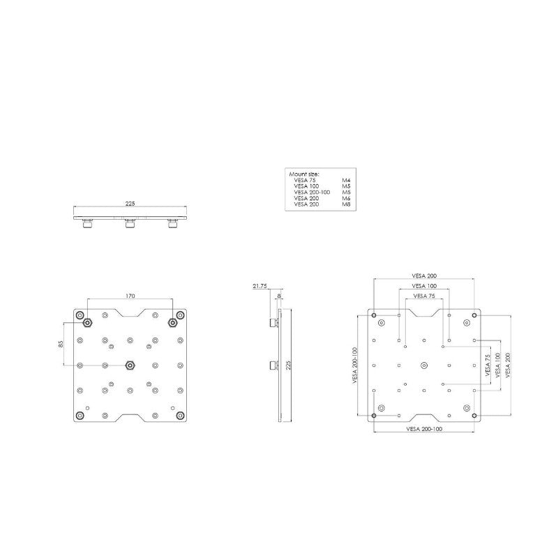 SmartMetals 063.0300 Display-Halterung – VESA 200, Dreipunkt-Kopplung, bis 50 kg Zubehör SmartMetals