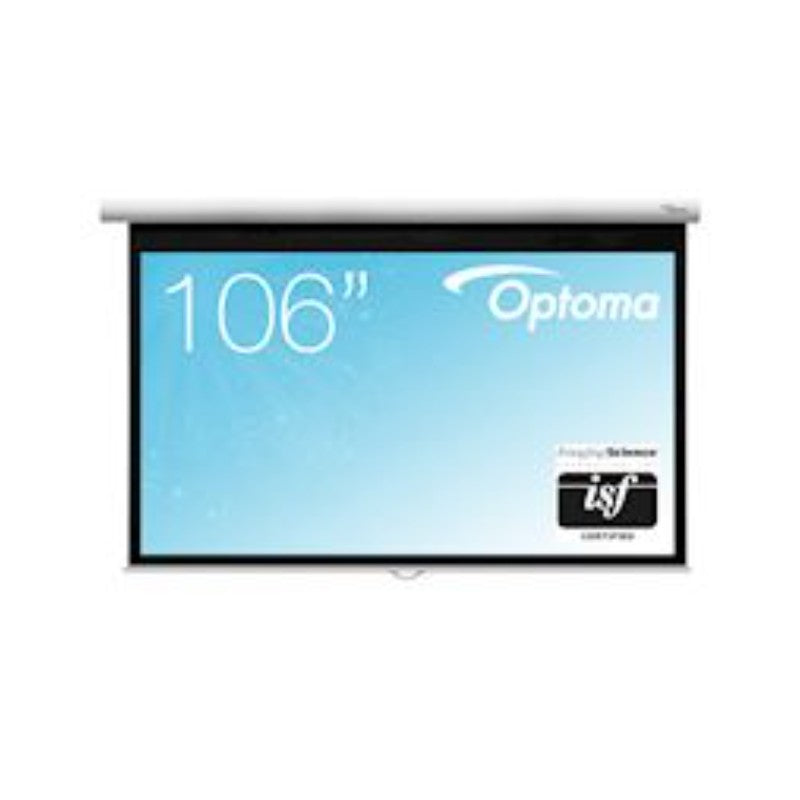 Optoma Manuelle Pull-Down Leinwand Mattweiß, mit Speed Control 2340 x 1320mm (2434 x 1665mm Gesamtmaß) 16:9 Leinwand Optoma