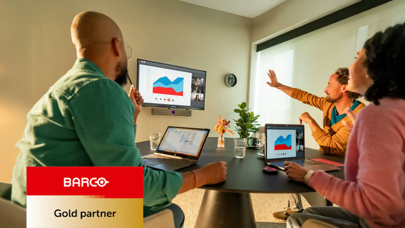 Barco ClickShare im Meetingraum: Bildschirm kabellos auf das Raumdisplay teilen