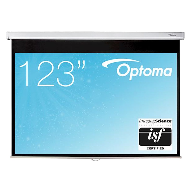 Optoma DS-1123PMG+ Manuelle Rolllo-Leinwand – 123 Zoll, 16:10, ISF-zertifiziert Leinwand Optoma