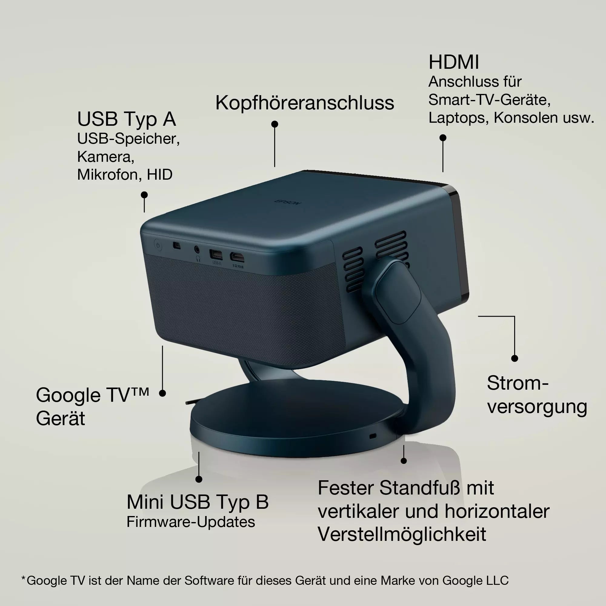 Epson EF-22N portabler Laserprojektor mit eingebauten AndroidTV