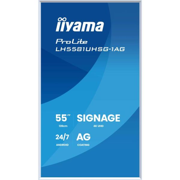 iiyama Gallery Line Signage Display mit weißen (abnehmb.) Rahmen, 24/7 Betrieb und iiSignage2