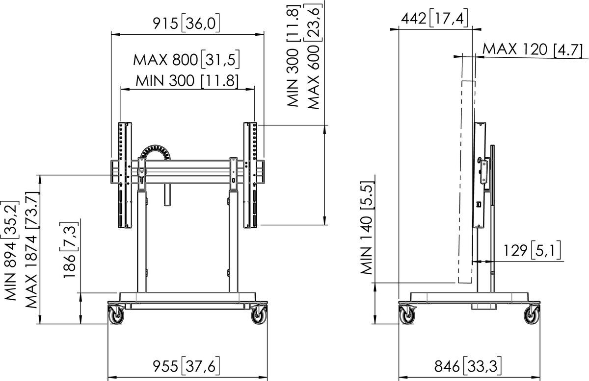Vogel's RISE 5200 Trolley mit motorisiertem Display-Lift 80 mm/s mit DirectControl Halterung Vogels