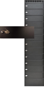LEBA NoteLocker Ladeschrank (Schuko plug) mit Schlüsselschloss für 12 Geräte